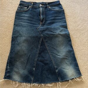 Edwin Company Denim Midi Skirt with Frayed Hem - Sz 28